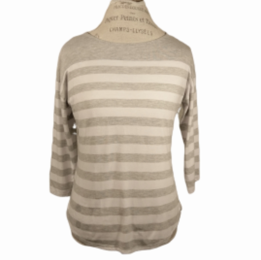 Gray and White Striped Blouse